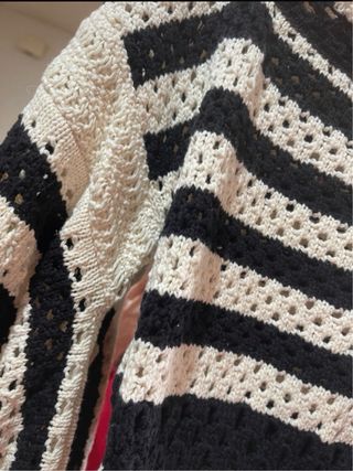 Jersey Zara Rayas Negro y Beige Talla S