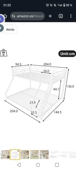 Cama litera para 3 personas