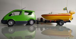 Lote Playmobil Coche Familiar y Lancha