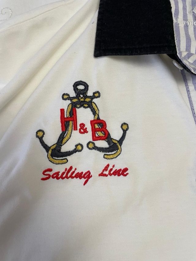 Polo hombre manga larga blanco y dorado