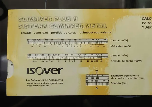 Tabla cálculo conductos Climaver Metal