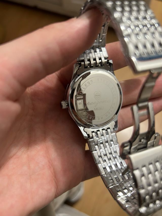 Reloj Paazomu por hombre, Verde y Plateado