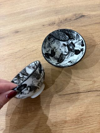 Set 2 ciotole stile tropicale bianco e nero