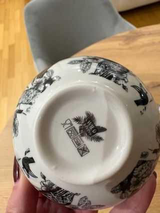 Set 2 ciotole stile tropicale bianco e nero