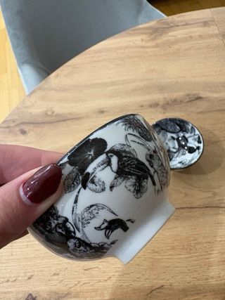 Set 2 ciotole stile tropicale bianco e nero