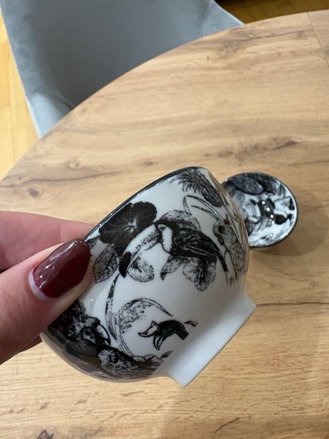 Set 2 ciotole stile tropicale bianco e nero