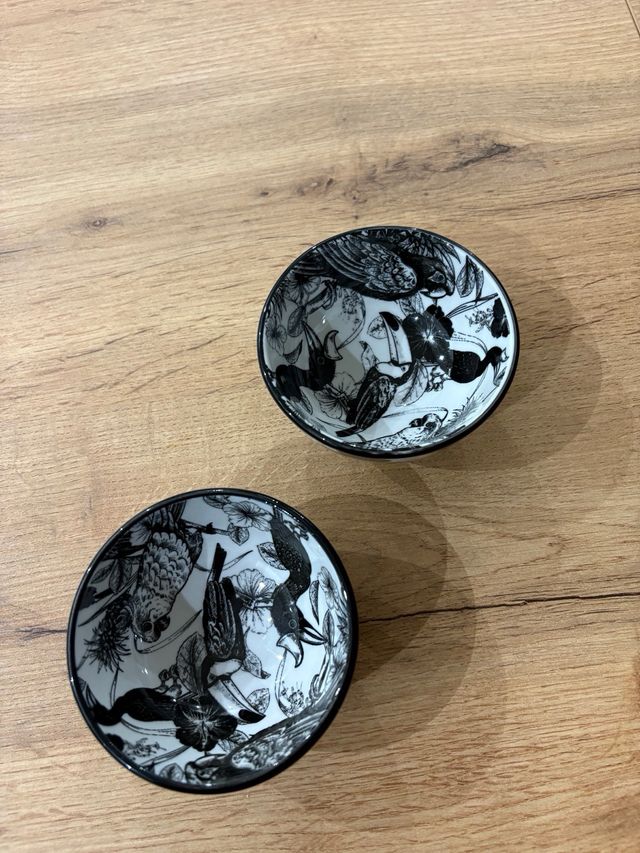 Set 2 ciotole stile tropicale bianco e nero