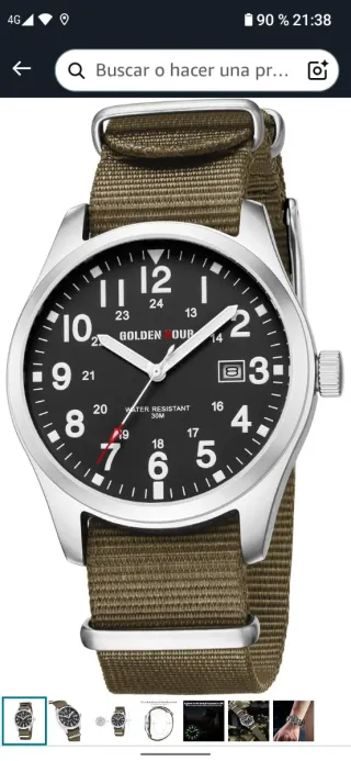 Reloj Deportivo Hombre  Verde Militar impermeable
