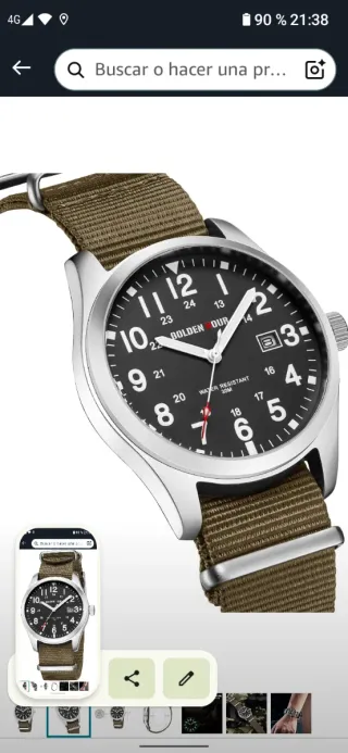 Reloj Deportivo Hombre  Verde Militar impermeable