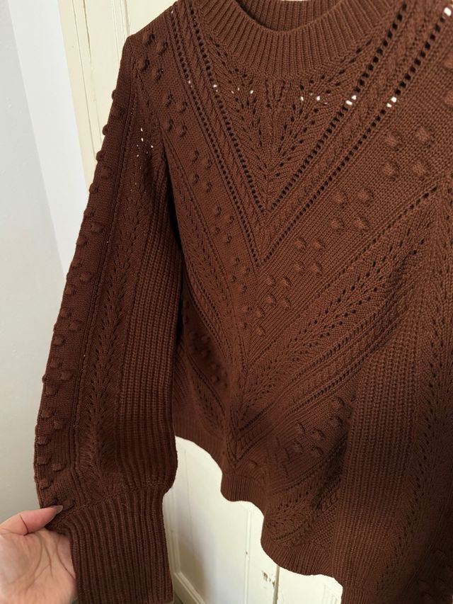 Jersey Sézane punto marrón chocolate