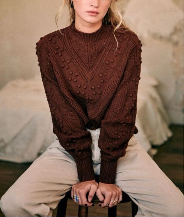 Jersey Sézane punto marrón chocolate