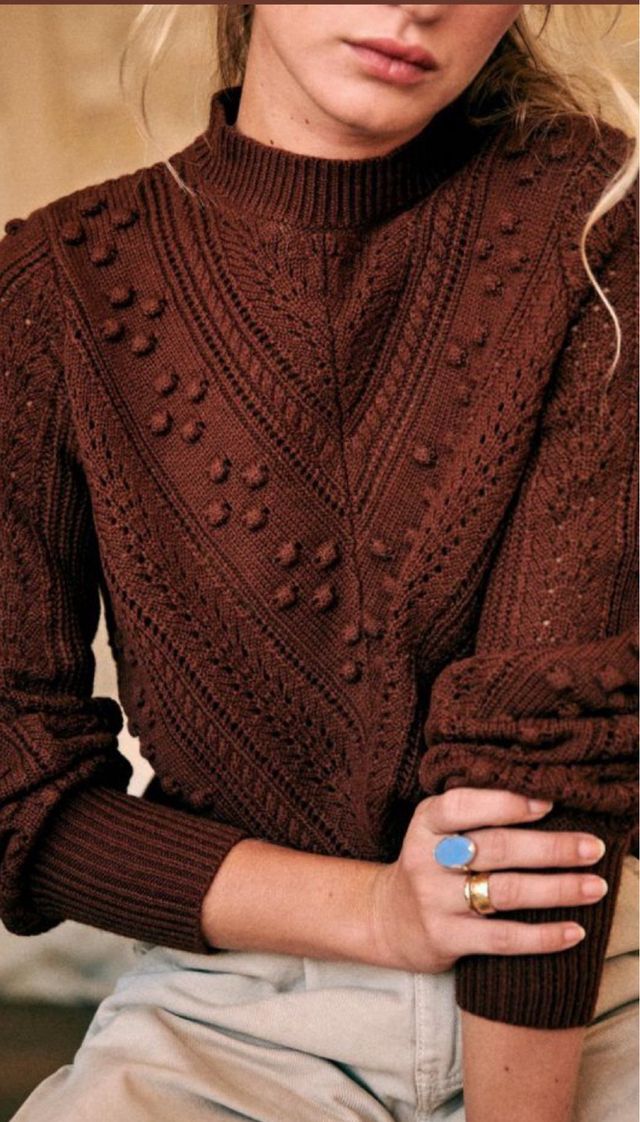 Jersey Sézane punto marrón chocolate