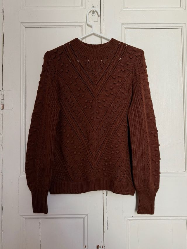 Jersey Sézane punto marrón chocolate