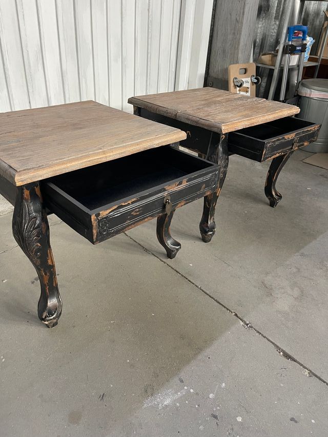 Pareja Mesitas Auxiliares Madera envejecida