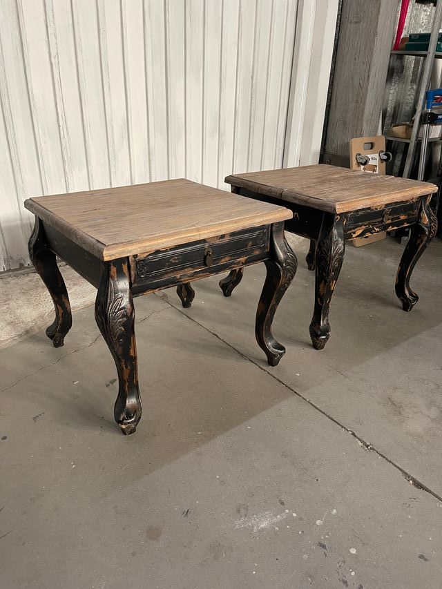 Pareja Mesitas Auxiliares Madera envejecida