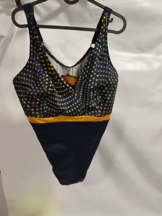 Bañador mujer reductor azul y amarillo