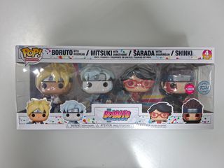 Funko Pop Boruto 4 Pack Flocked Edição Especial
