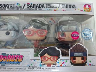 Funko Pop Boruto 4 Pack Flocked Edição Especial