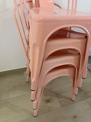 4 Sillas Metálicas Rosas Estilo Tolix