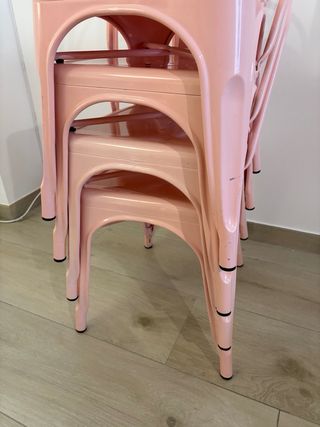 4 Sillas Metálicas Rosas Estilo Tolix