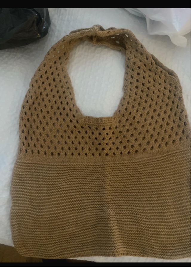 Bolso de crochet beige/marrón
