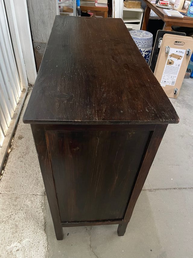 Cómoda tibetano restaurado madera pintada a mano