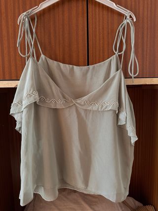 Top tirantes Zara con brillos azul verdoso fiesta