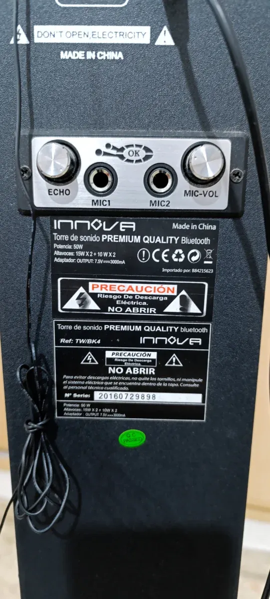 Torre de Sonido Innova 50W Negra