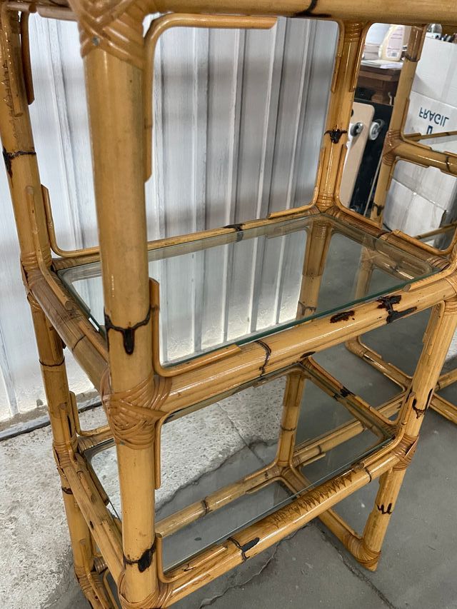 Estantería de bambú con espejo original de 70