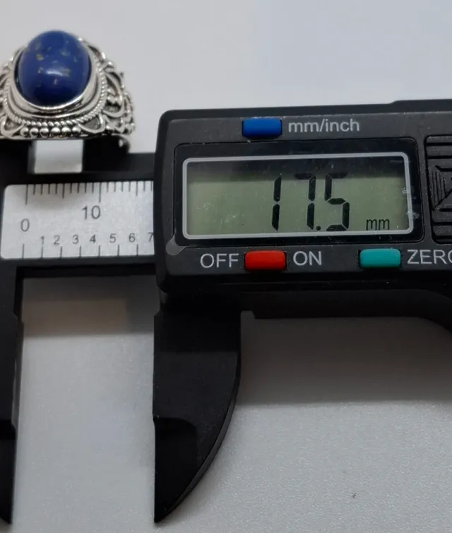 Anel Prateado Pedra Azul