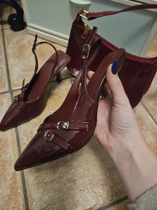Set Scarpe May Jane e Borsa Bordeaux Shein
