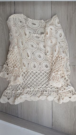 Blusa de mujer de crochet beige talla M - gratis