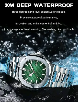 Reloj POEDAGAR Verde y Plateado