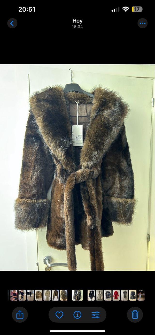 Abrigo pelo sintético marrón T. S/M