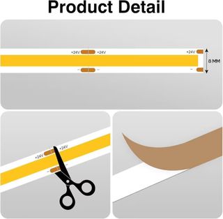 Tira LED COB 2M Blanca Cálida 2700K 24V