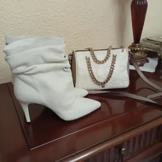 Bolso Piel Purificación García Blanco/Beige