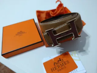 Cinturón Hermès H Hebilla Dorada Marrón