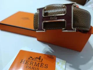 Cinturón Hermès H Hebilla Dorada Marrón