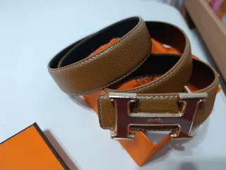 Cinturón Hermès H Hebilla Dorada Marrón