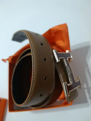 Cinturón Hermès H Hebilla Dorada Marrón