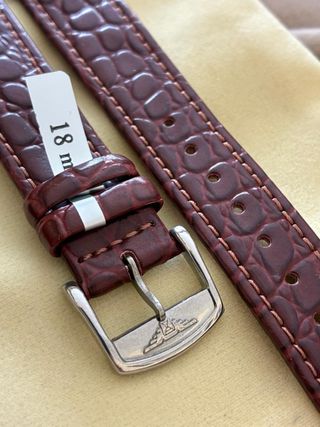 Correa de reloj de piel marrón 18mm