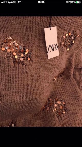 Jersey Zara lentejuelas beige