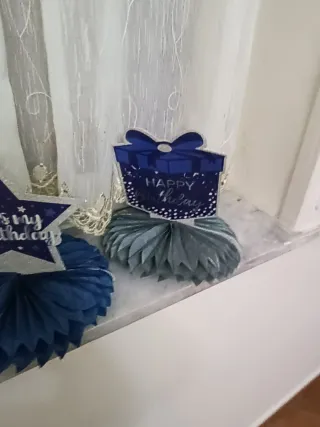 Festone Tavolo 18 Anni Compleanno Blu Argento