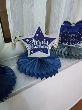 Festone Tavolo 18 Anni Compleanno Blu Argento