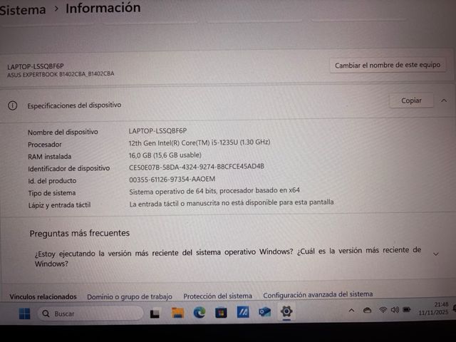 Portátil Asus Expertbook Gris