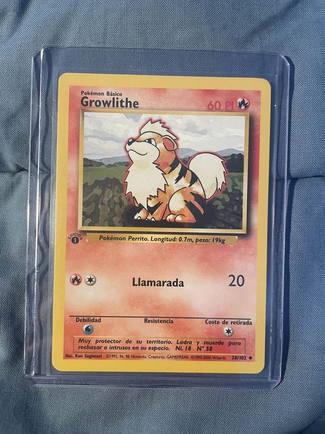 Carta Pokémon Growlithe 1ª Edición Base Set