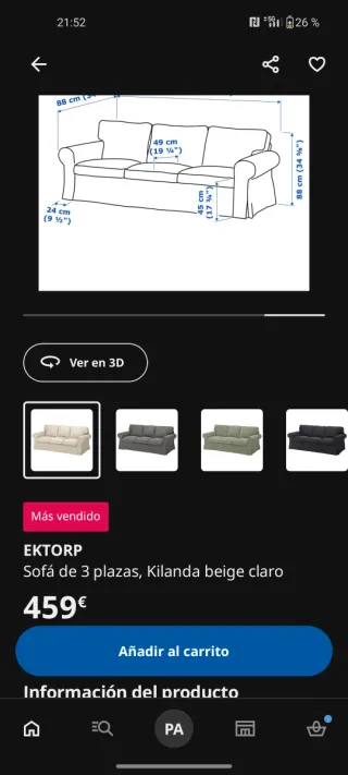 Sofá Ektorp y reposapiés con almacenaje  Ikea Beig