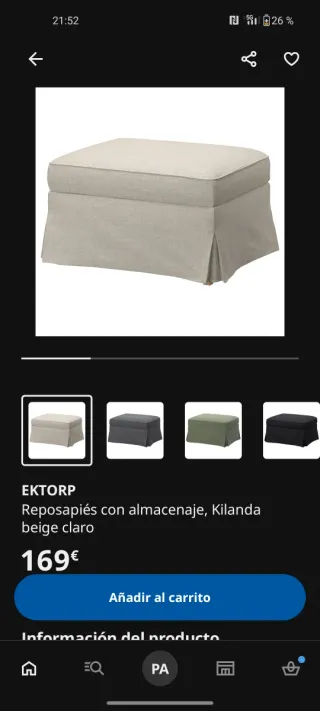 Sofá Ektorp y reposapiés con almacenaje  Ikea Beig