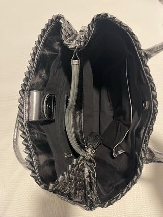 Bolso Pons Quintana Piel trenzada. Gris Metálico