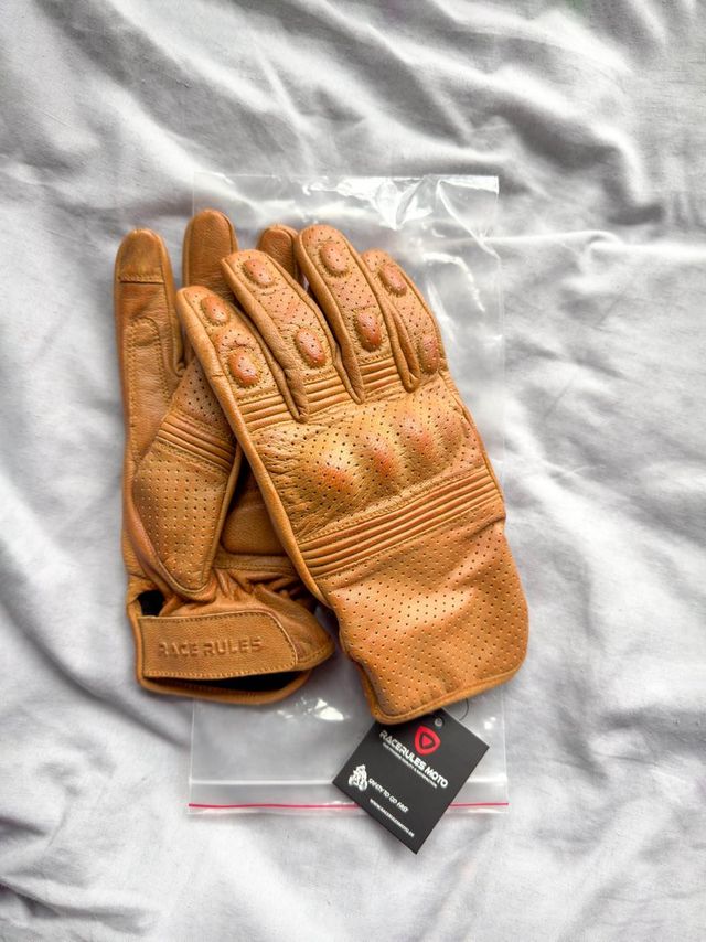 Guantes de moto cuero marrones talla S/8